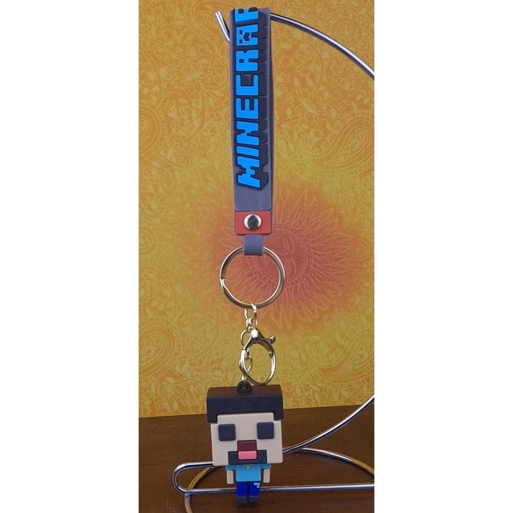 Steve Minecraft Video Game Keychain‎ Backpack 3D PVC Wristlet